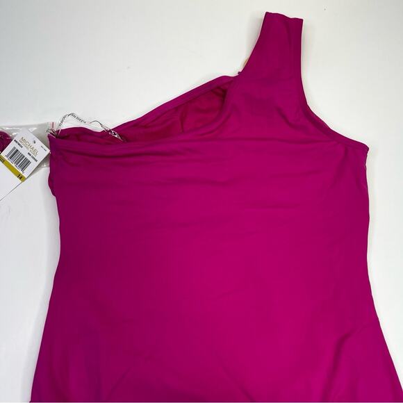 MICHAEL Michael Kors One Shoulder One Piece swimsuit pink cerise - 14 - Picture 8 of 12